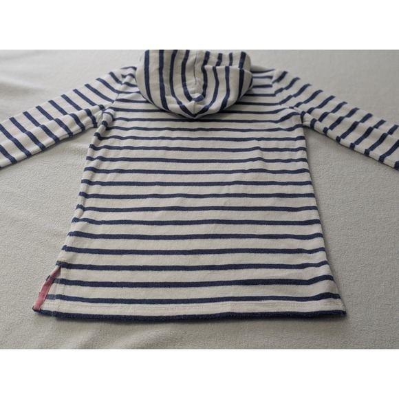 Mini Boden Hooded Terry Dress Blue Striped Floral 6-7Y Girls Cover-Up - Picture 7 of 10